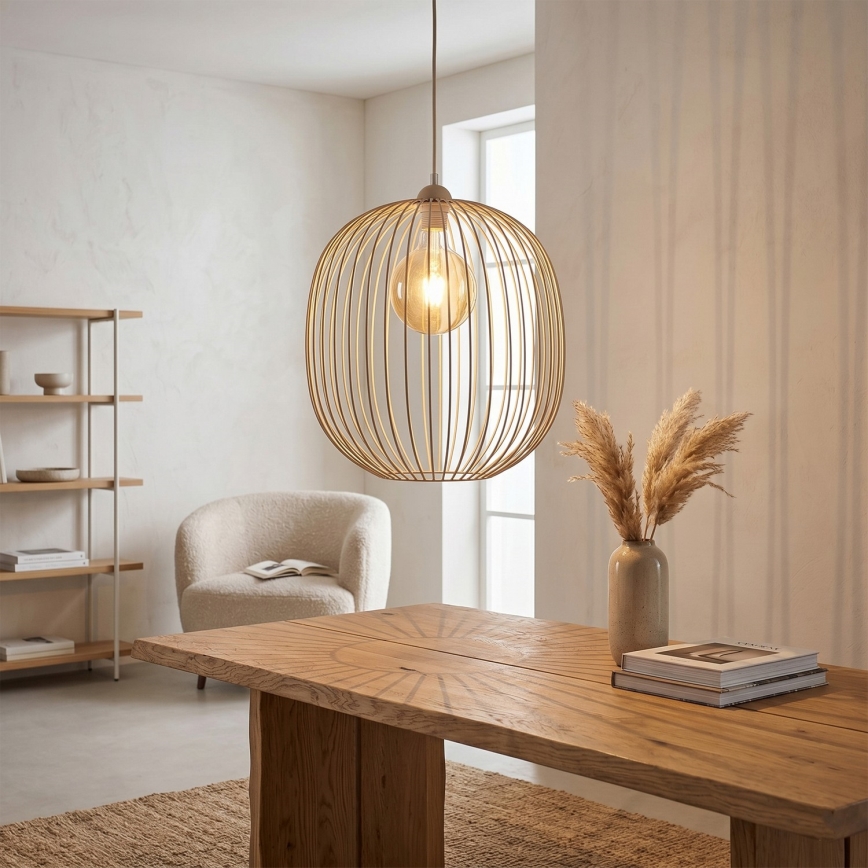 Suspension sur câble DESTELLO 1xE27/15W/230V Ø 33 cm beige