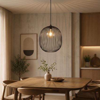Suspension sur câble DESTELLO 1xE27/15W/230V, Ø 33 cm, noire