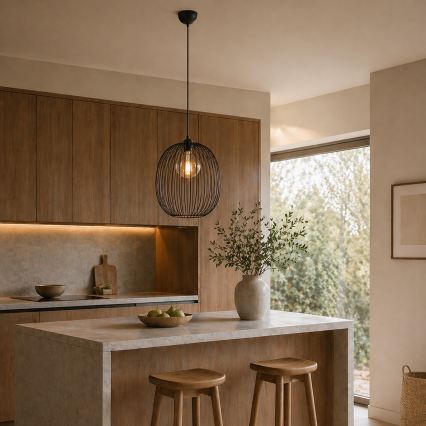 Suspension sur câble DESTELLO 1xE27/15W/230V, Ø 33 cm, noire