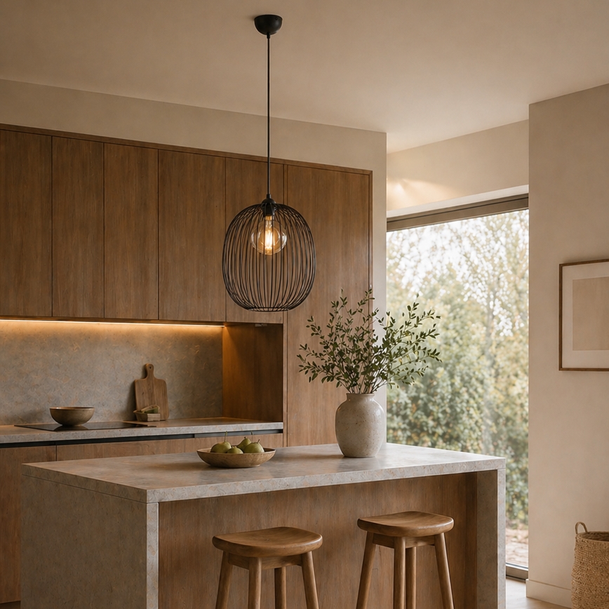 Suspension sur câble DESTELLO 1xE27/15W/230V, Ø 33 cm, noire
