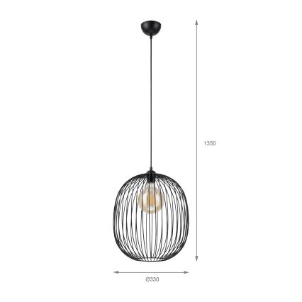 Suspension sur câble DESTELLO 1xE27/15W/230V, Ø 33 cm, noire