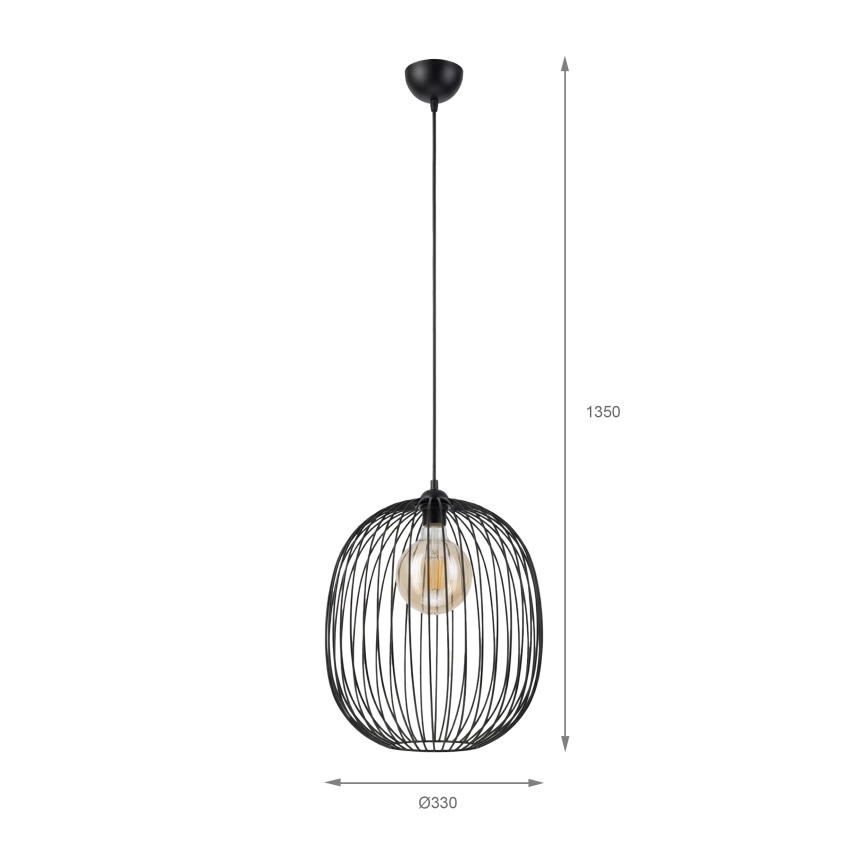Suspension sur câble DESTELLO 1xE27/15W/230V, Ø 33 cm, noire