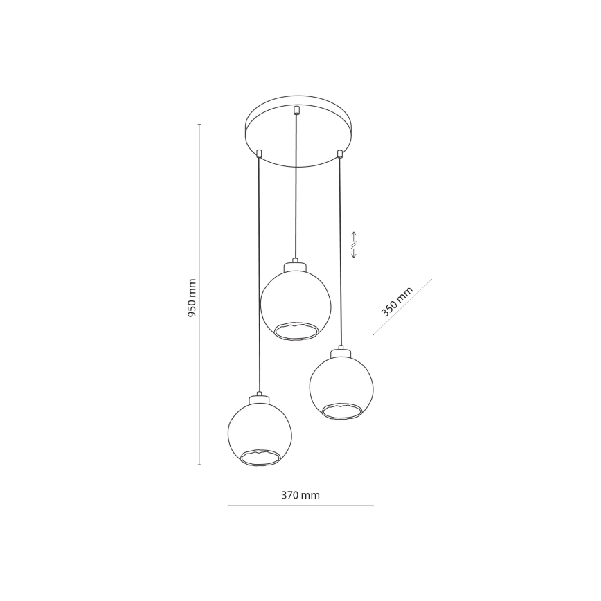 Suspension sur câble DEVI 3xE27/15W/230V noir/beige fumé