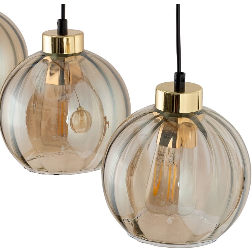 Suspension sur câble DEVI 3xE27/15W/230V noir/beige fumé