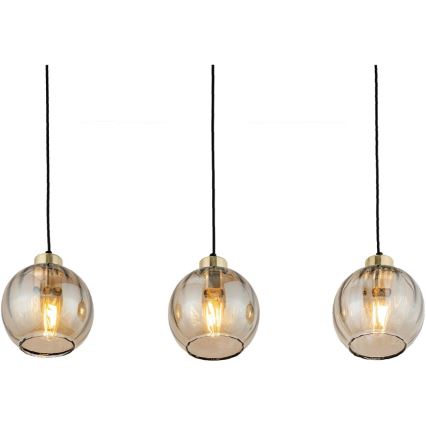 Suspension sur câble DEVI 3xE27/15W/230V noir/beige fumé