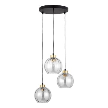 Suspension sur câble DEVI 3xE27/15W/230V noir/transparent