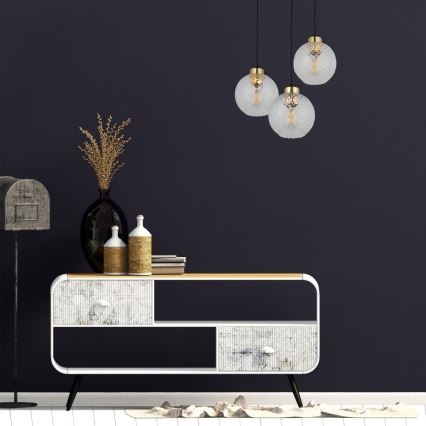 Suspension sur câble DEVON 3xE27/15W/230V noire/transparente