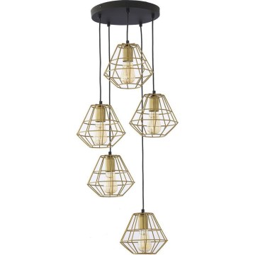 Suspension sur câble DIAMOND 5xE27/15W/230V noir/doré