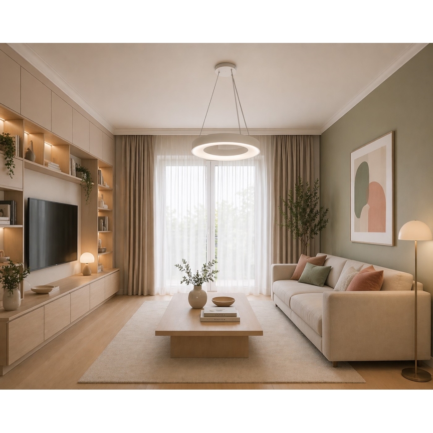 Suspension sur câble DRAX LED/32W/230V 4000K Ø 38 cm blanc