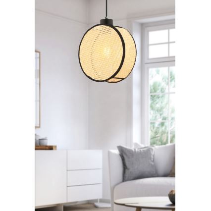 Suspension sur câble DRUM 1x E27/60W/230V beige/noir