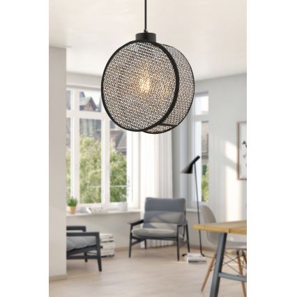 Suspension sur câble DRUM 1xE27/60W/230V gris/noir