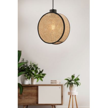 Suspension sur câble DRUM 1xE27/60W/230V marron/noir