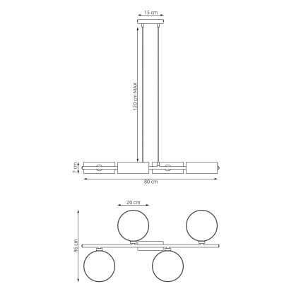 Suspension sur câble DRUMZ 4xE14/10W/230V noir/gris
