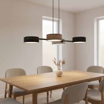 Suspension sur câble DRUMZ 4xE14/10W/230V noir/marron/gris