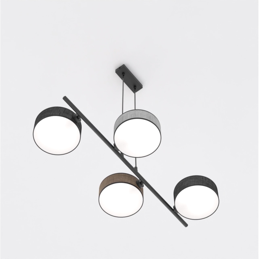 Suspension sur câble DRUMZ 4xE14/10W/230V noir/marron/gris