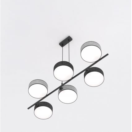 Suspension sur câble DRUMZ 6xE14/10W/230V noir/gris