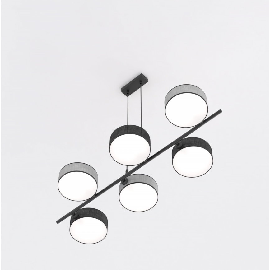 Suspension sur câble DRUMZ 6xE14/10W/230V noir/gris