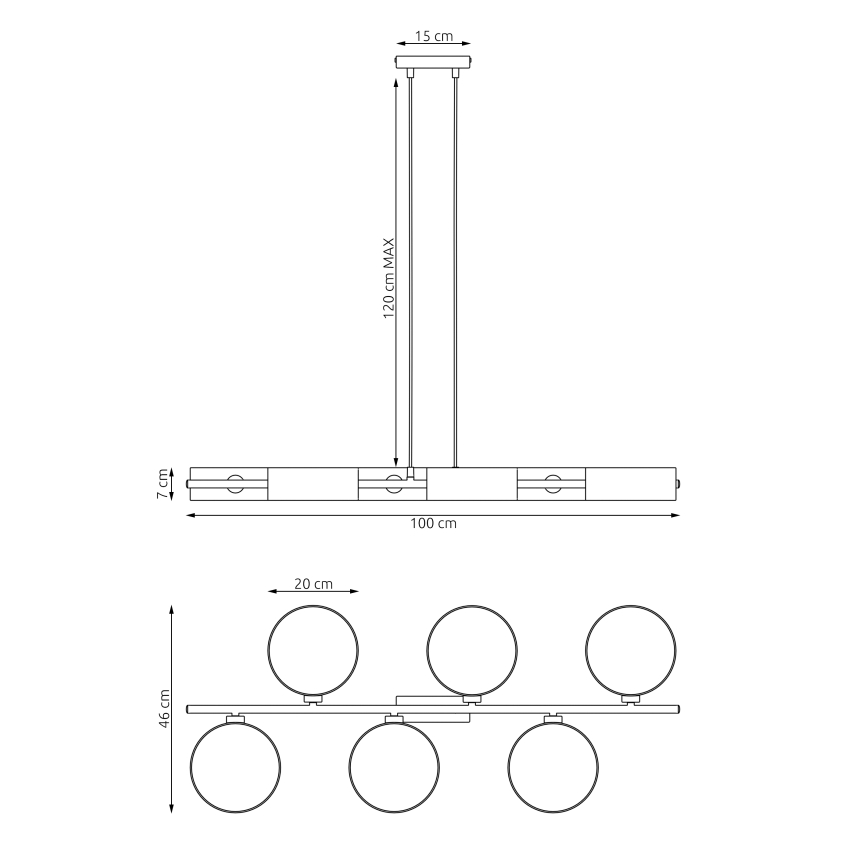 Suspension sur câble DRUMZ 6xE14/10W/230V noir/gris