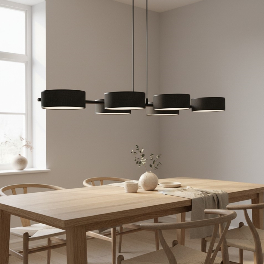 Suspension sur câble DRUMZ 6xE14/10W/230V noire