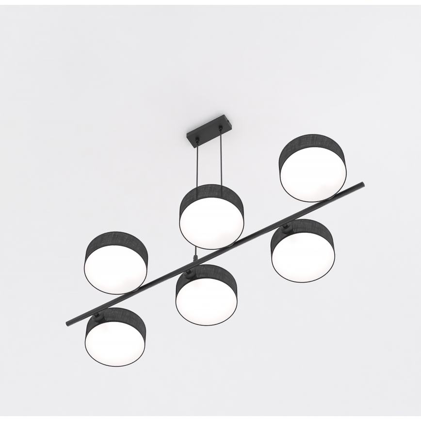 Suspension sur câble DRUMZ 6xE14/10W/230V noire