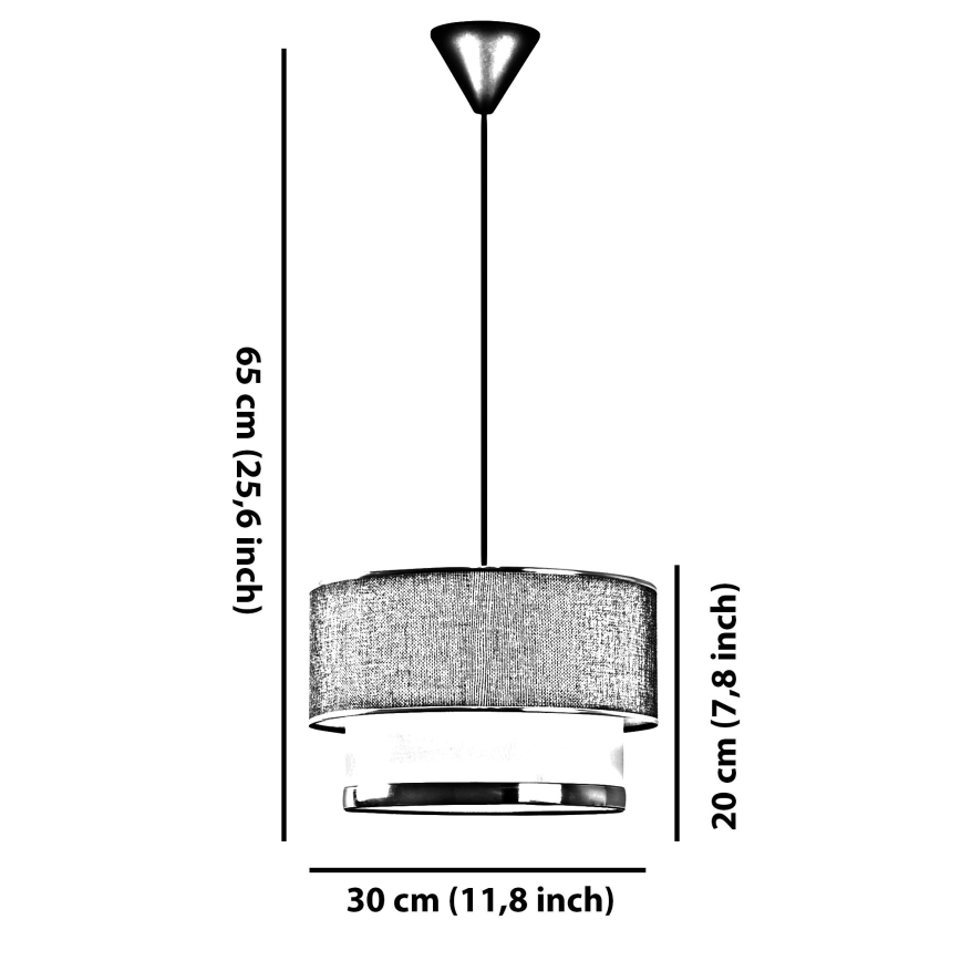 Suspension sur câble ECHO 1xE27/60W/230V noire/grise