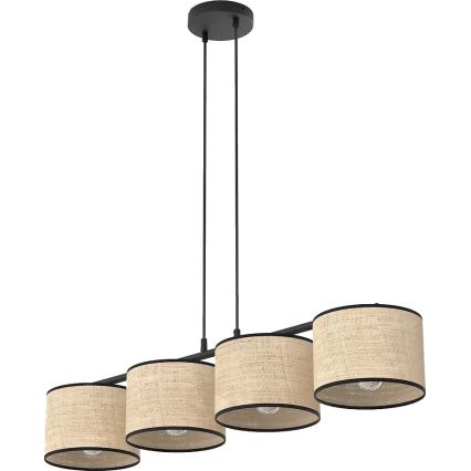 Suspension sur câble ECO 4xE27/15W/230V beige/rotin