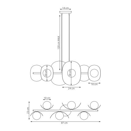 Suspension sur câble ELEMENTI 6xG9/8W/230V beige