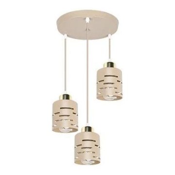 Suspension sur câble ELEN 3xE27/35W/230V, diam. 29 cm, beige/doré