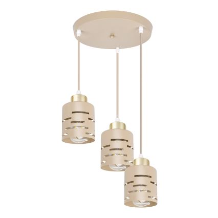 Suspension sur câble ELEN 3xE27/35W/230V, diam. 29 cm, beige/doré