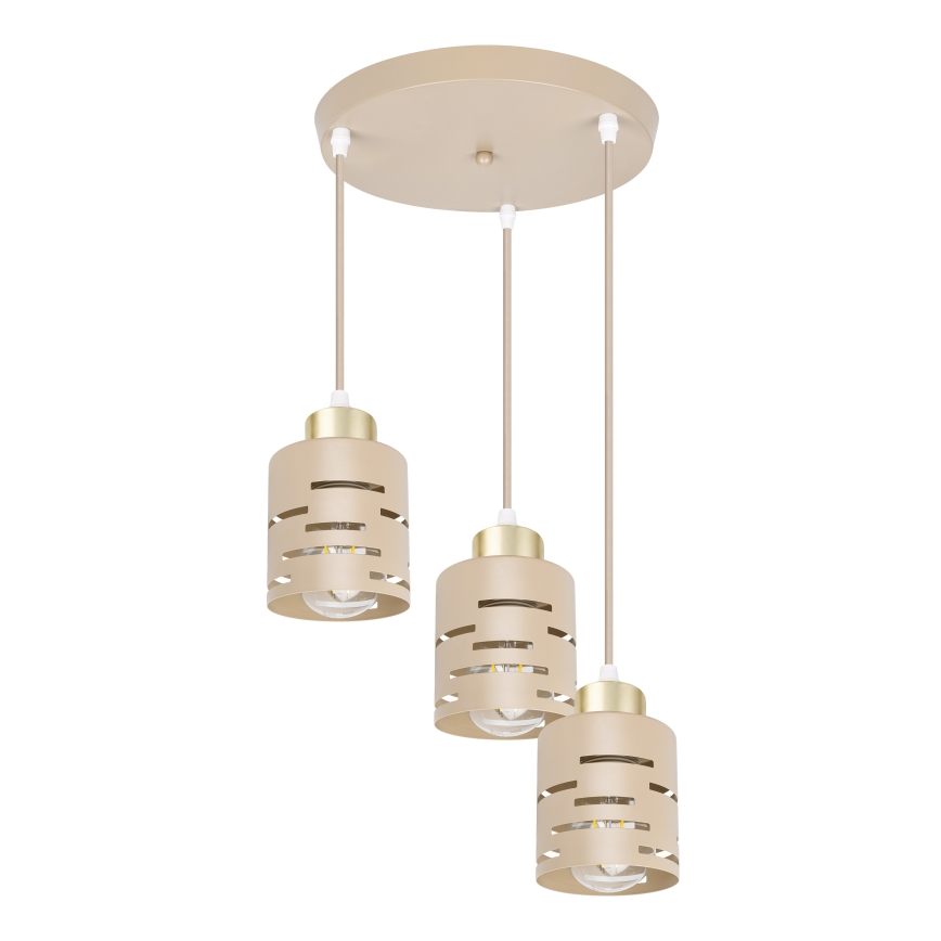 Suspension sur câble ELEN 3xE27/35W/230V, diam. 29 cm, beige/doré