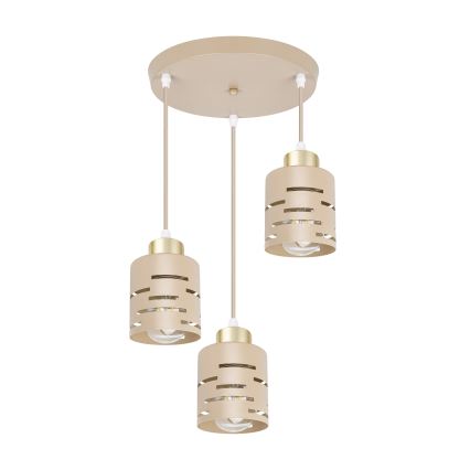 Suspension sur câble ELEN 3xE27/35W/230V, diam. 29 cm, beige/doré