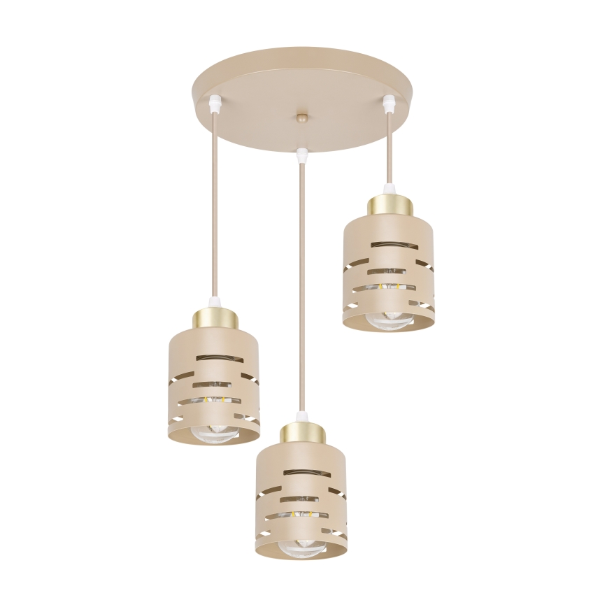 Suspension sur câble ELEN 3xE27/35W/230V, diam. 29 cm, beige/doré