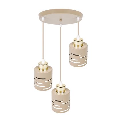 Suspension sur câble ELEN 3xE27/35W/230V, diam. 29 cm, beige/doré