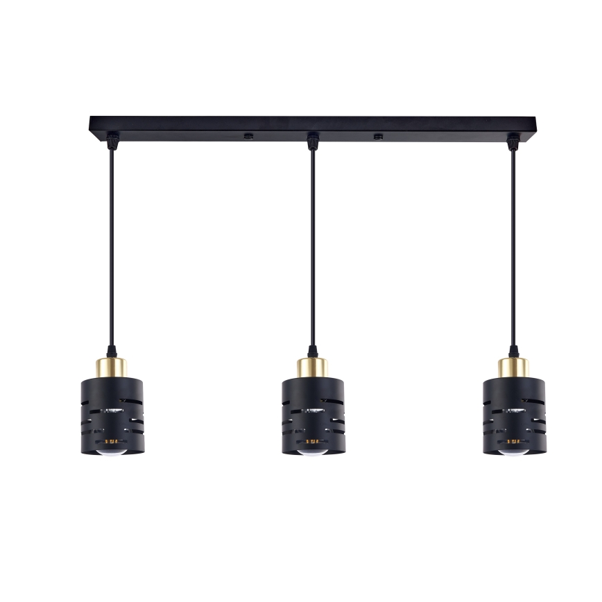Suspension sur câble ELEN 3xE27/35W/230V noir/or