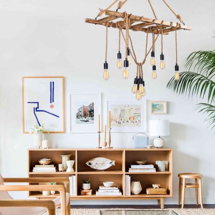 Suspension sur câble EREBOS 12xE27/40W/230V marron