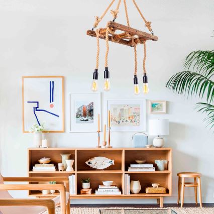 Suspension sur câble EREBOS 4xE27/40W/230V marron