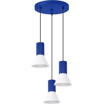 Suspension sur câble ESTRIA 3xE14/10W/230V Ø 30 cm bleu
