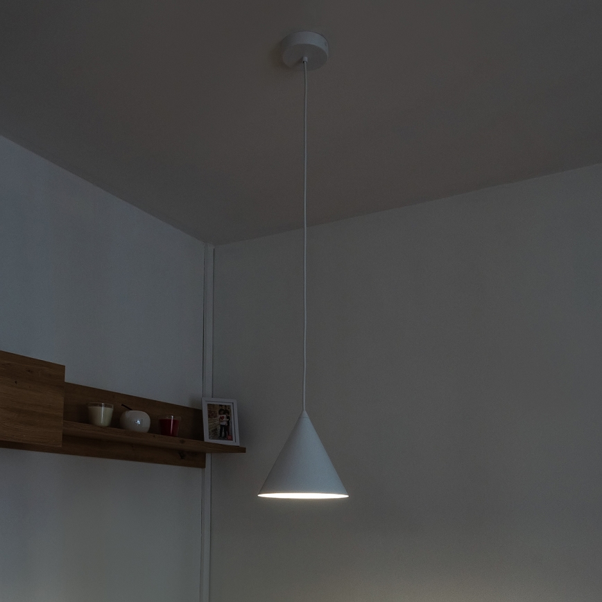 Suspension sur câble ETNA 1xE27/15W/230V diam. 18,5 cm blanche
