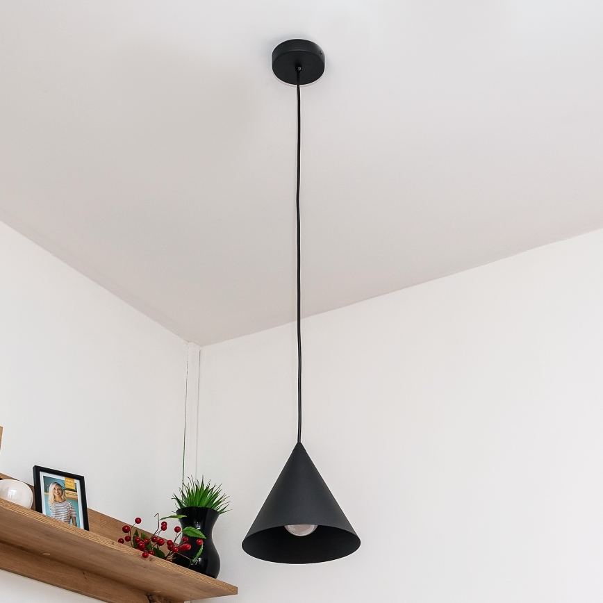 Suspension sur câble ETNA 1xE27/15W/230V Ø 18,5 cm noire