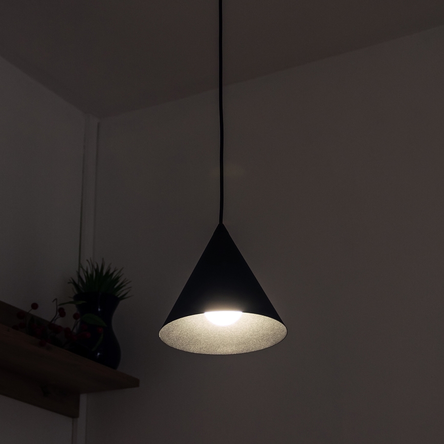 Suspension sur câble ETNA 1xE27/15W/230V Ø 18,5 cm noire