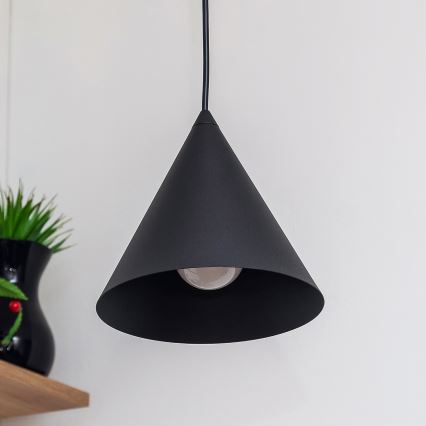 Suspension sur câble ETNA 1xE27/15W/230V Ø 18,5 cm noire
