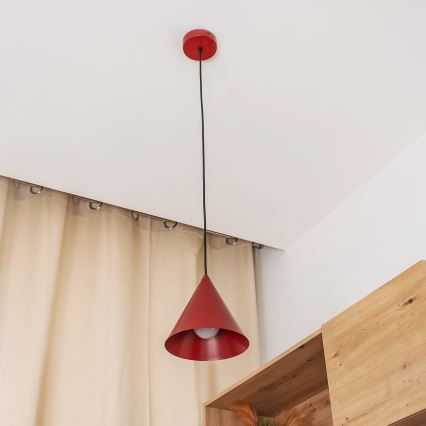 Suspension sur câble ETNA 1xE27/15W/230V Ø 18,5 cm rouge