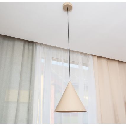 Suspension sur câble ETNA 1xE27/15W/230V Ø 25 cm beige