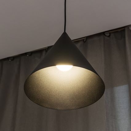Suspension sur câble ETNA 1xE27/15W/230V Ø 25 cm noire