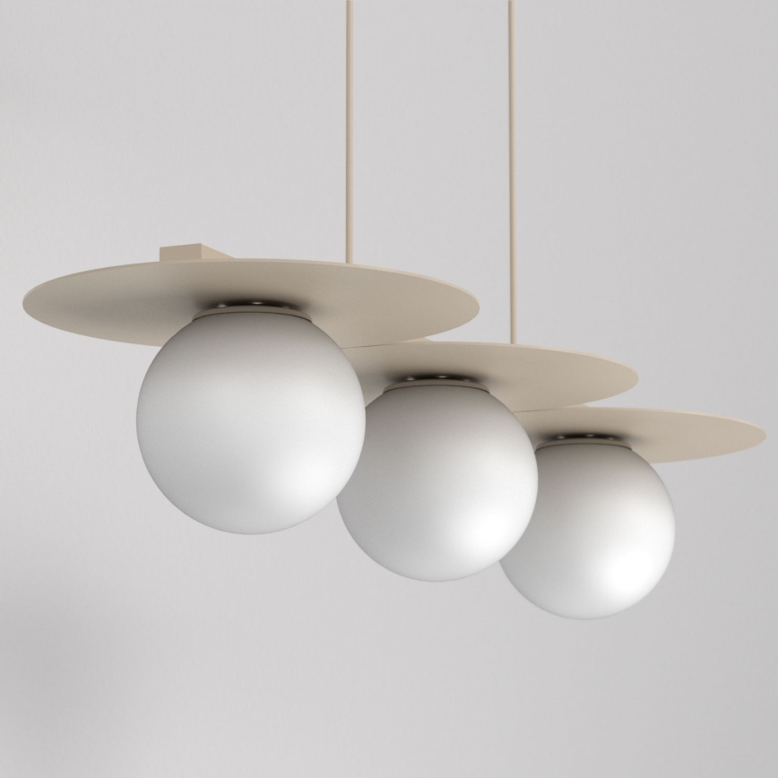Suspension sur câble FLAT, 3 douilles E27, 15 W, 230 V, beige