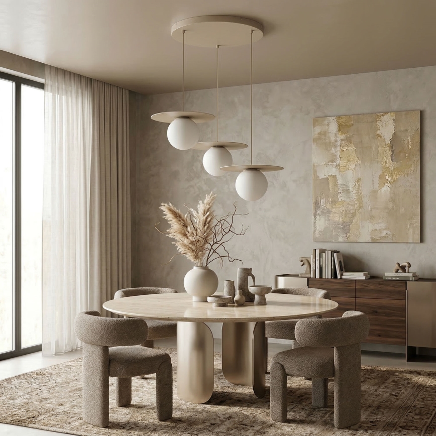 Suspension sur câble FLAT 3xE27/15W/230V beige
