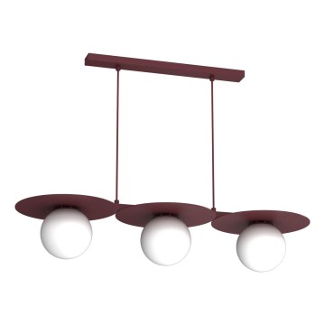 Suspension sur câble FLAT 3xE27/15W/230V bordeaux