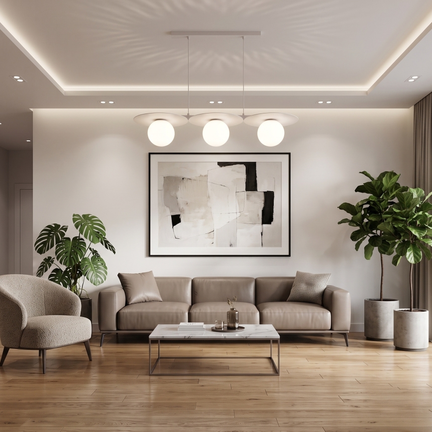 Suspension sur câble FLAT 3xE27/15W/230V crème