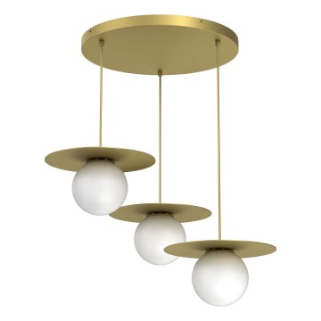 Suspension sur câble FLAT 3xE27/15W/230V dorée