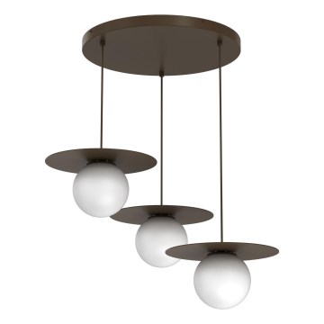 Suspension sur câble FLAT 3xE27/15W/230V marron